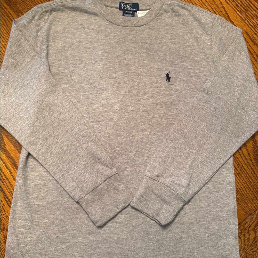 NWT  Polo boys long sleeve heather grey t shirt